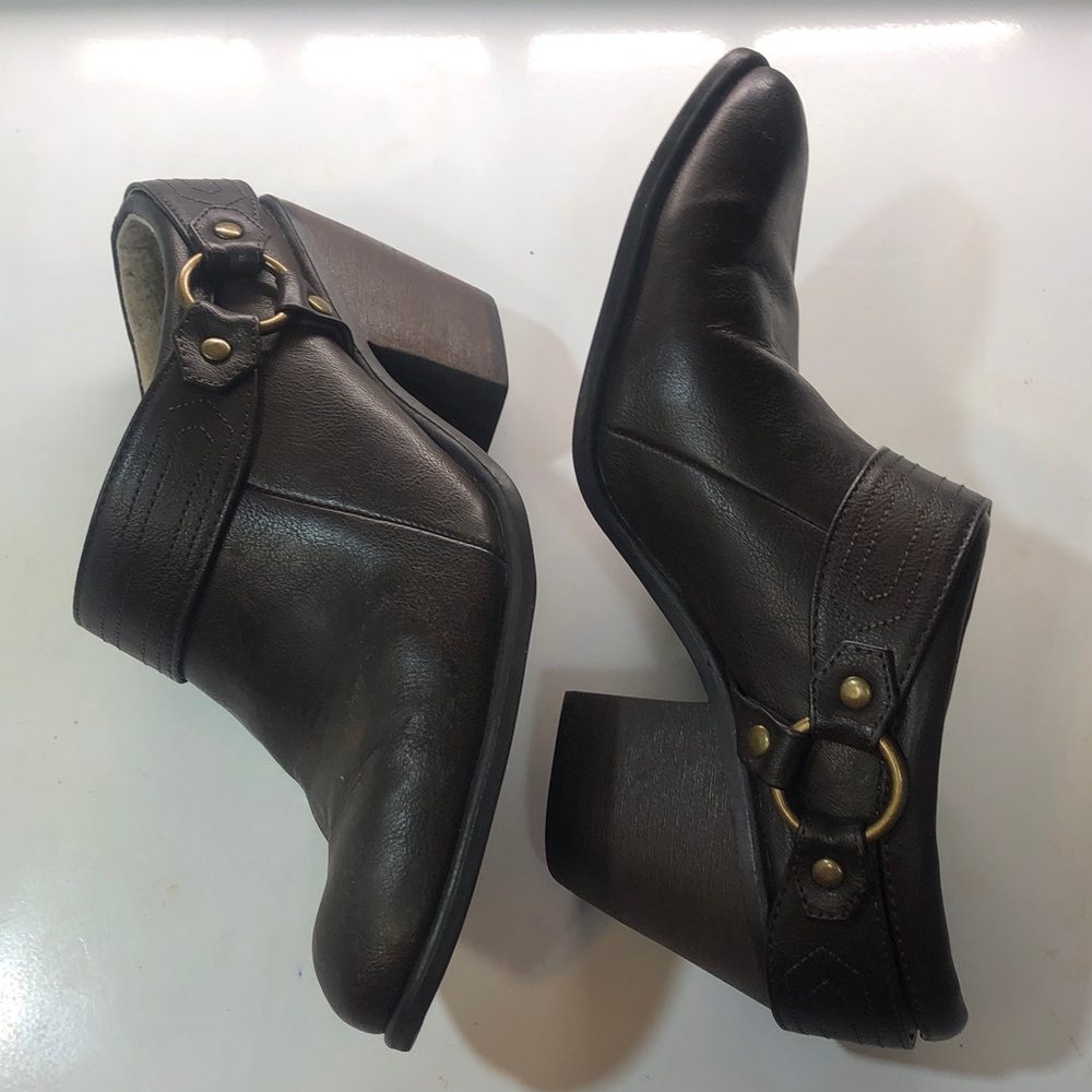 Faded Glory Dark Brown Leather Chukka Booties with Buckle - Picture 5 of 14